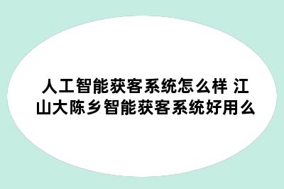 人工智能获客系统怎么样 江山大陈乡智能获客系统好用么